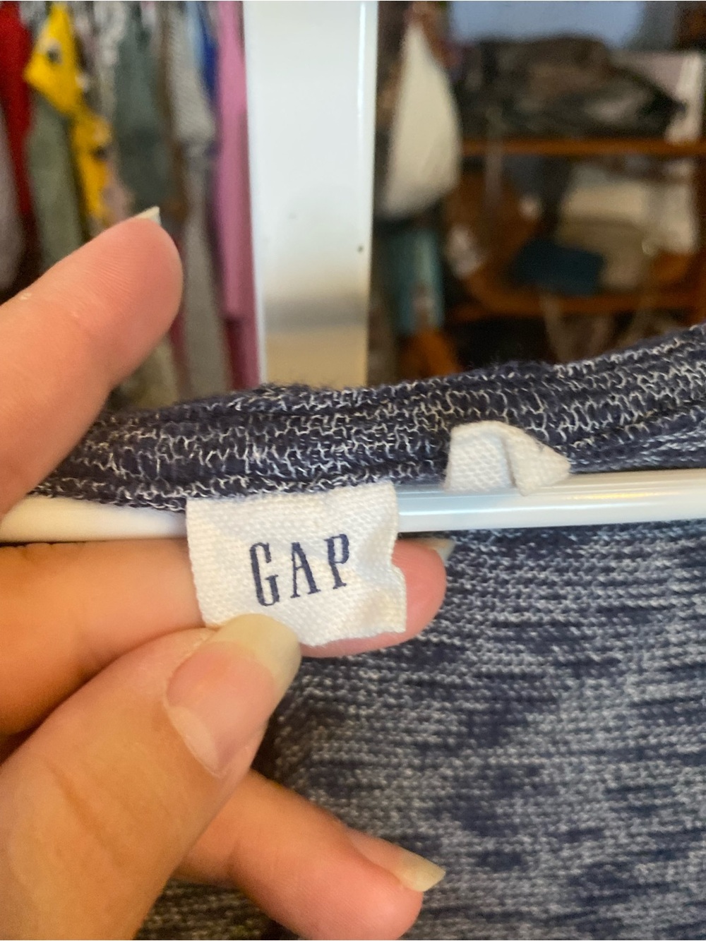 GAP Heathered Blue Open-Front Hooded Cardigan - Picture 2 of 7